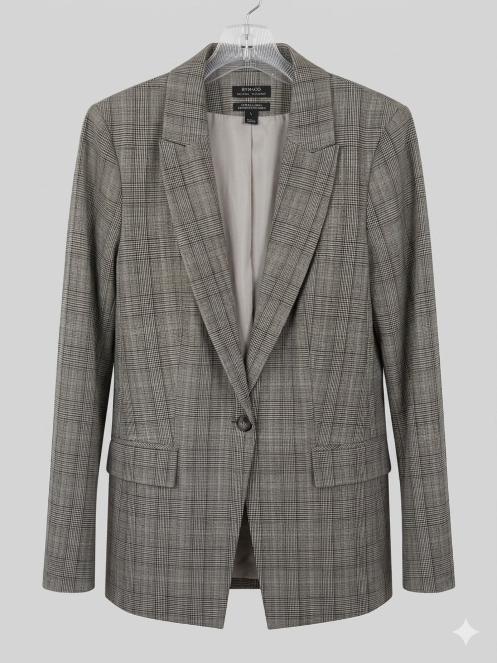 RW&CO Gray Plaid Single-Button Blazer - Women's Jacket